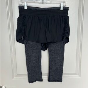 Athleta Black Shorts with Heathered Grey Crop Leggings